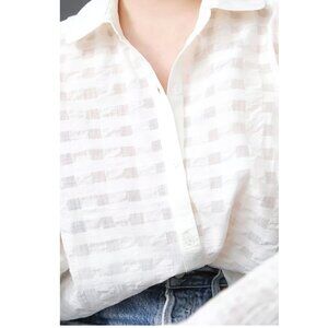 Puro Lino 100% linen Sheer blouse top Extra Small